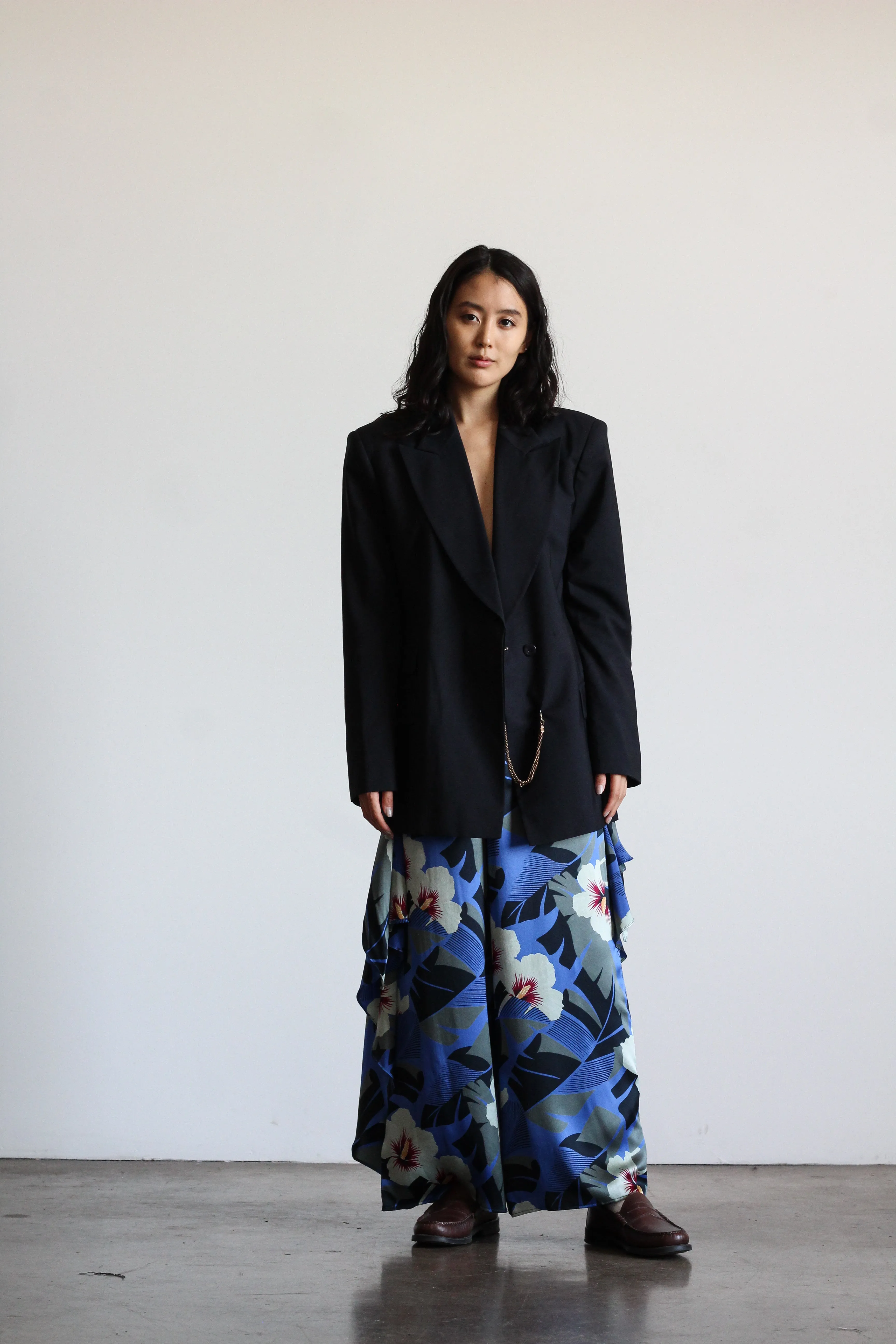 1980's ANNE KLEIN silk floral draped culottes | VINTAGE