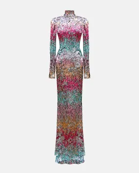 AQUADIASTRELLA SEQUINNED RAINBOW GOWN