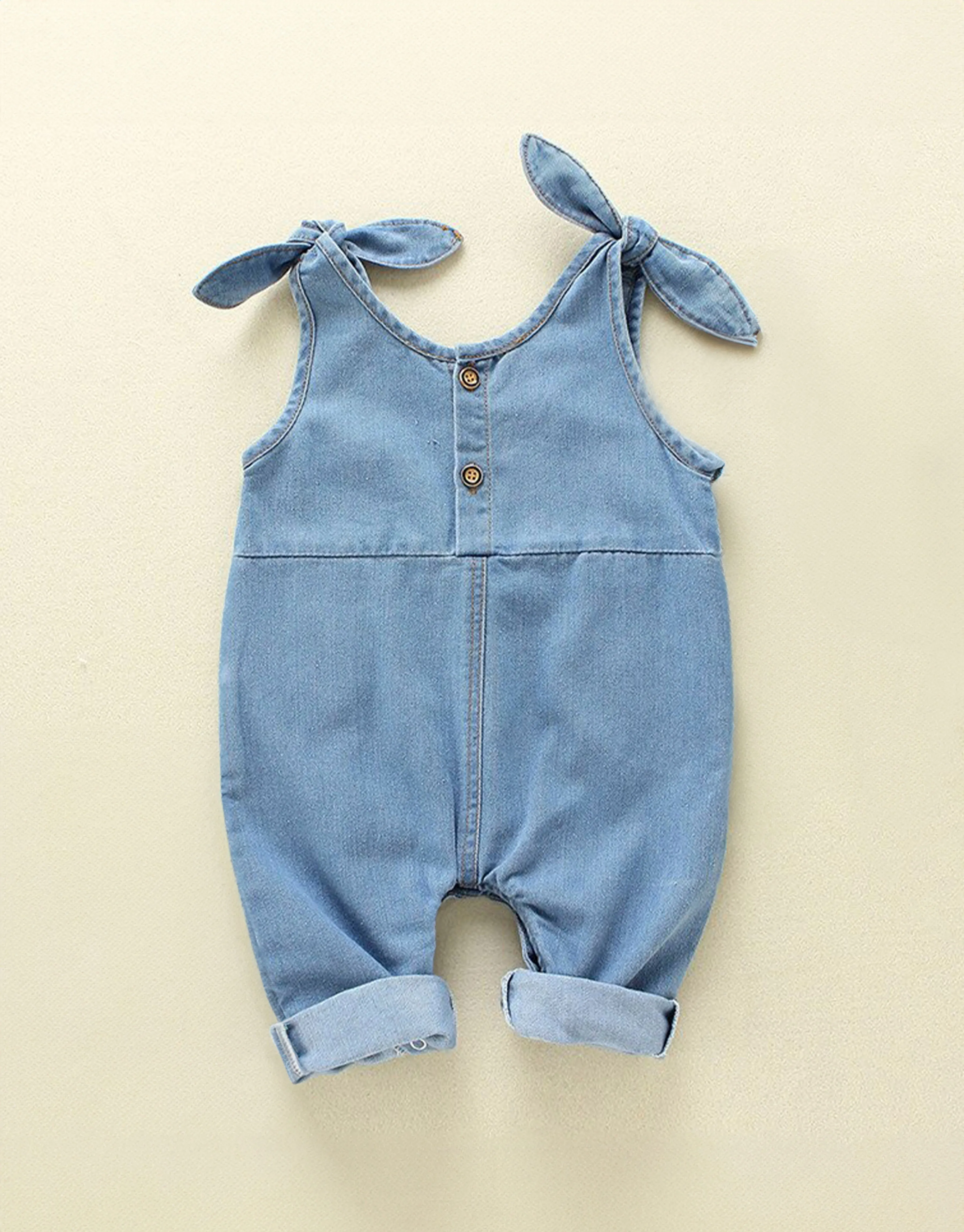 Baby Boys and Girls Denim Suspender Jeans Romper