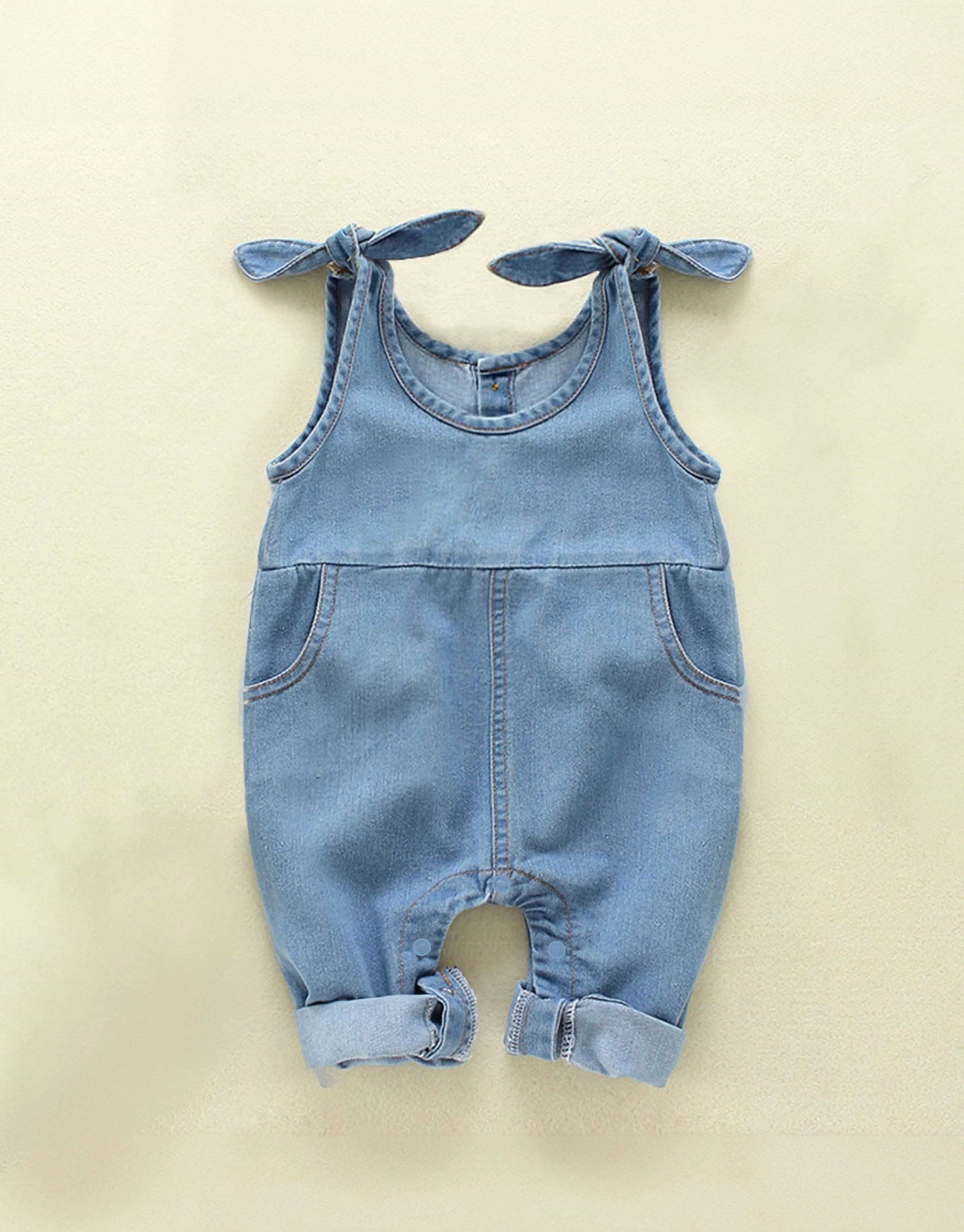 Baby Boys and Girls Denim Suspender Jeans Romper