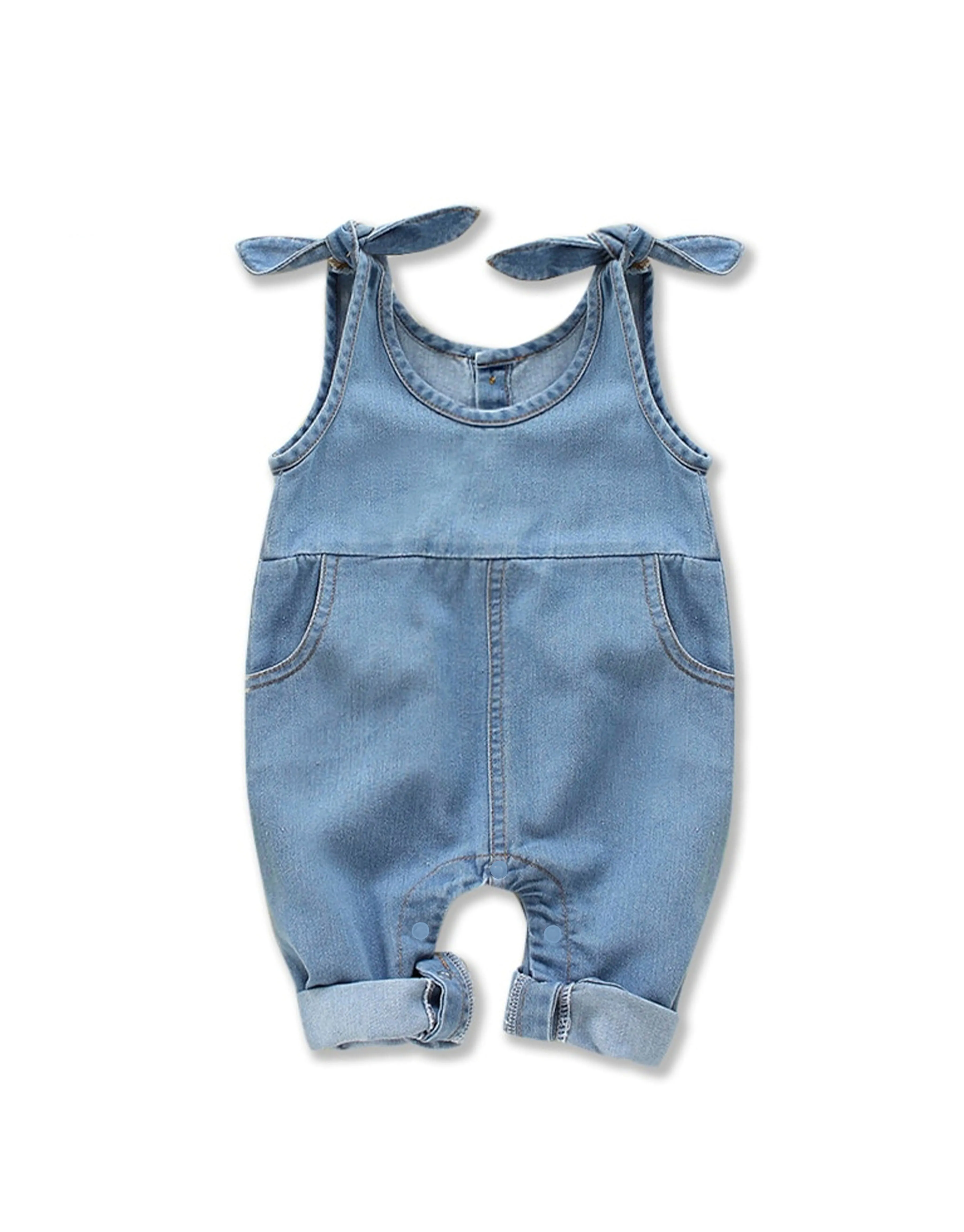 Baby Boys and Girls Denim Suspender Jeans Romper
