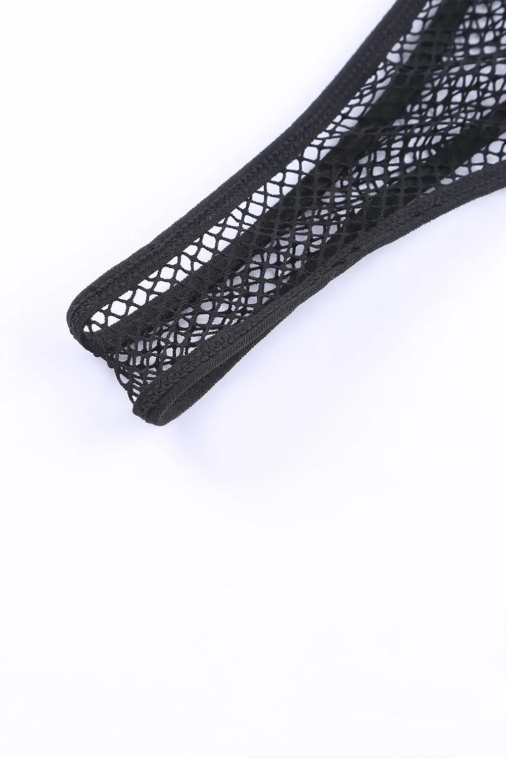 Black Halter Backless Fishnet Lingerie Set