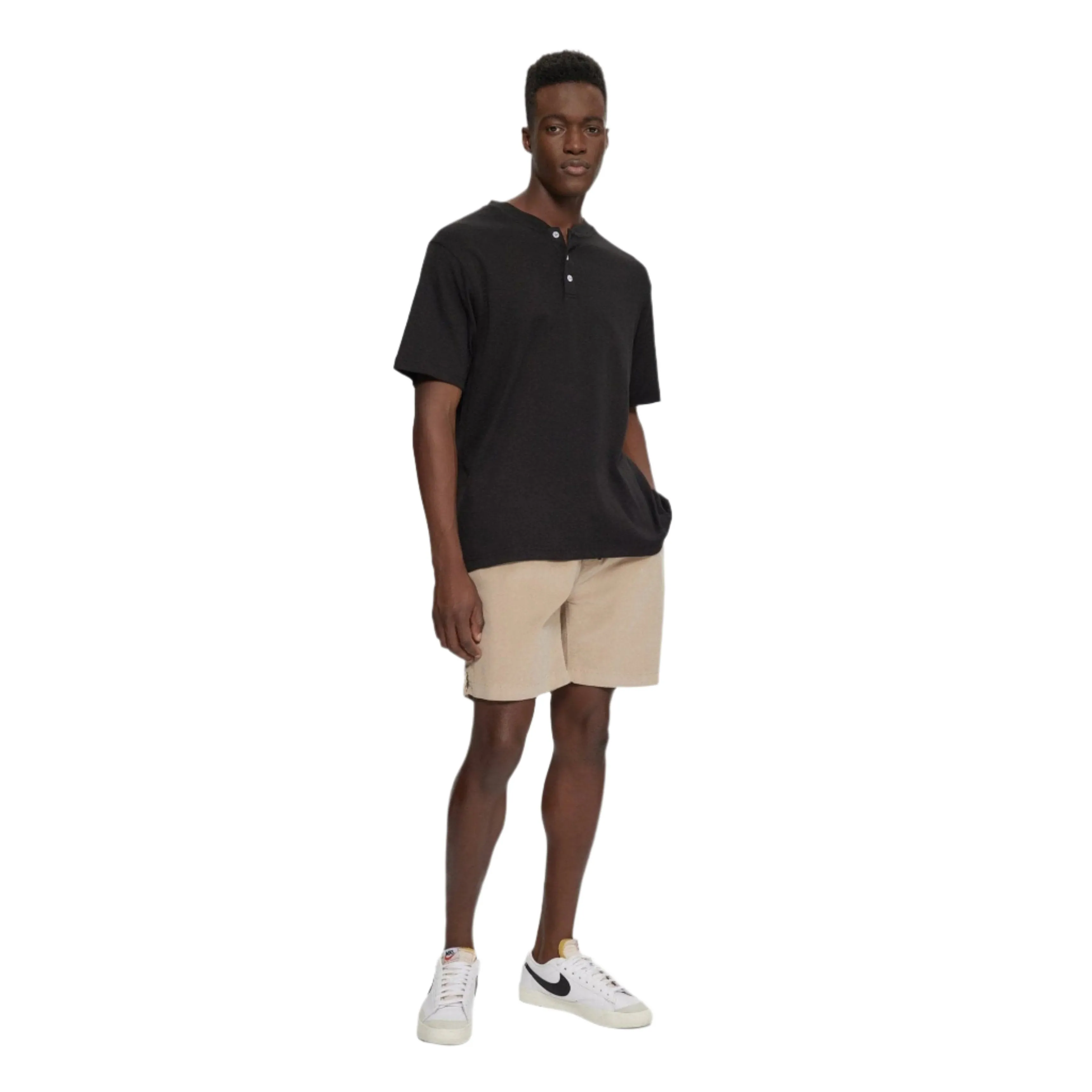 Black Slub Henley T-Shirt