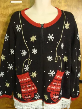 Bling Snowflakes and Mittens Ugly Xmas Sweater