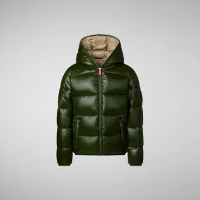Boy's Artie Hooded Puffer Jacket in Pine Green
