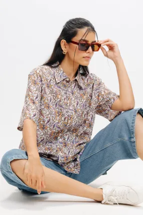 Brown Print Viscose Shirt