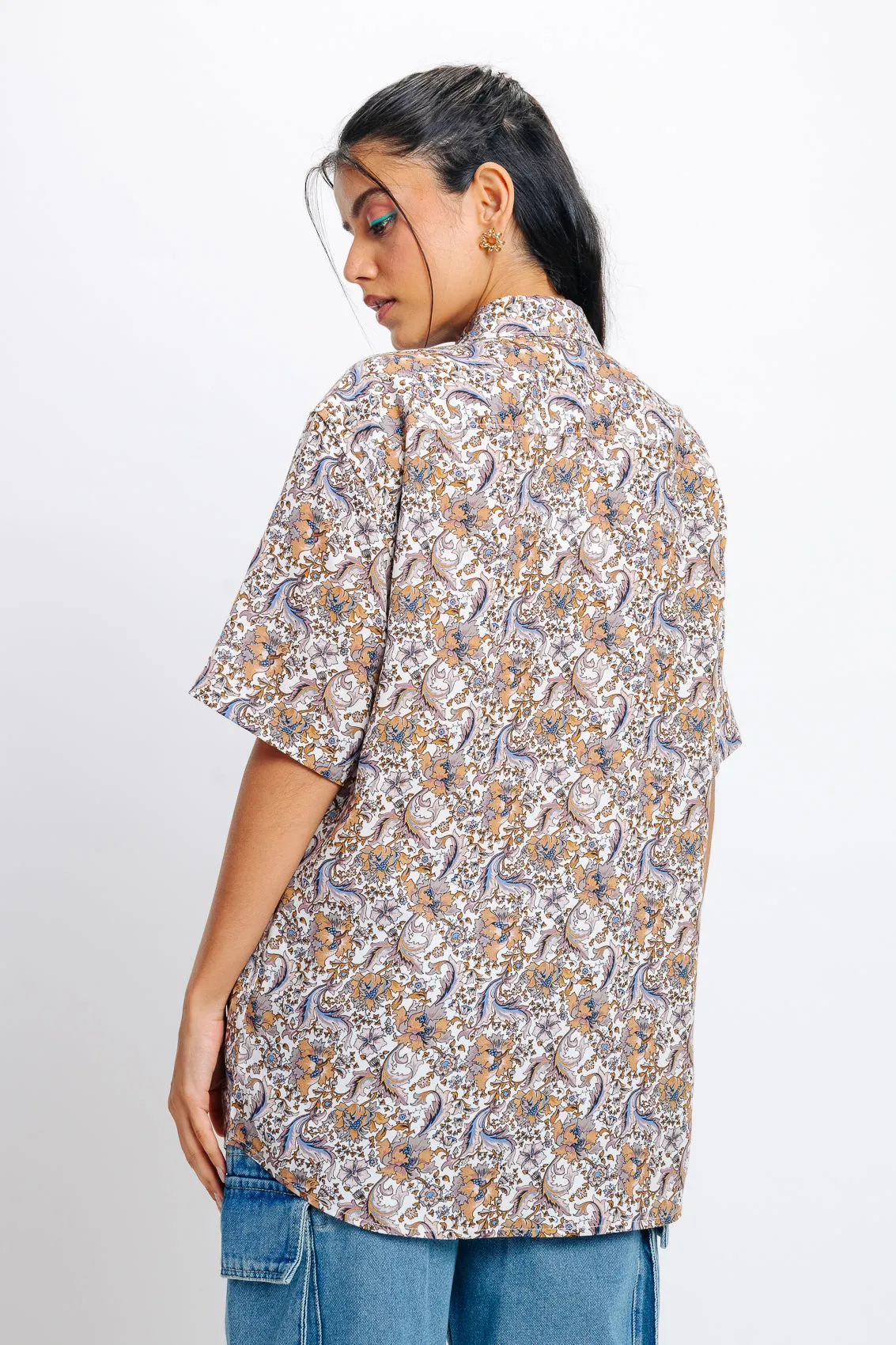 Brown Print Viscose Shirt