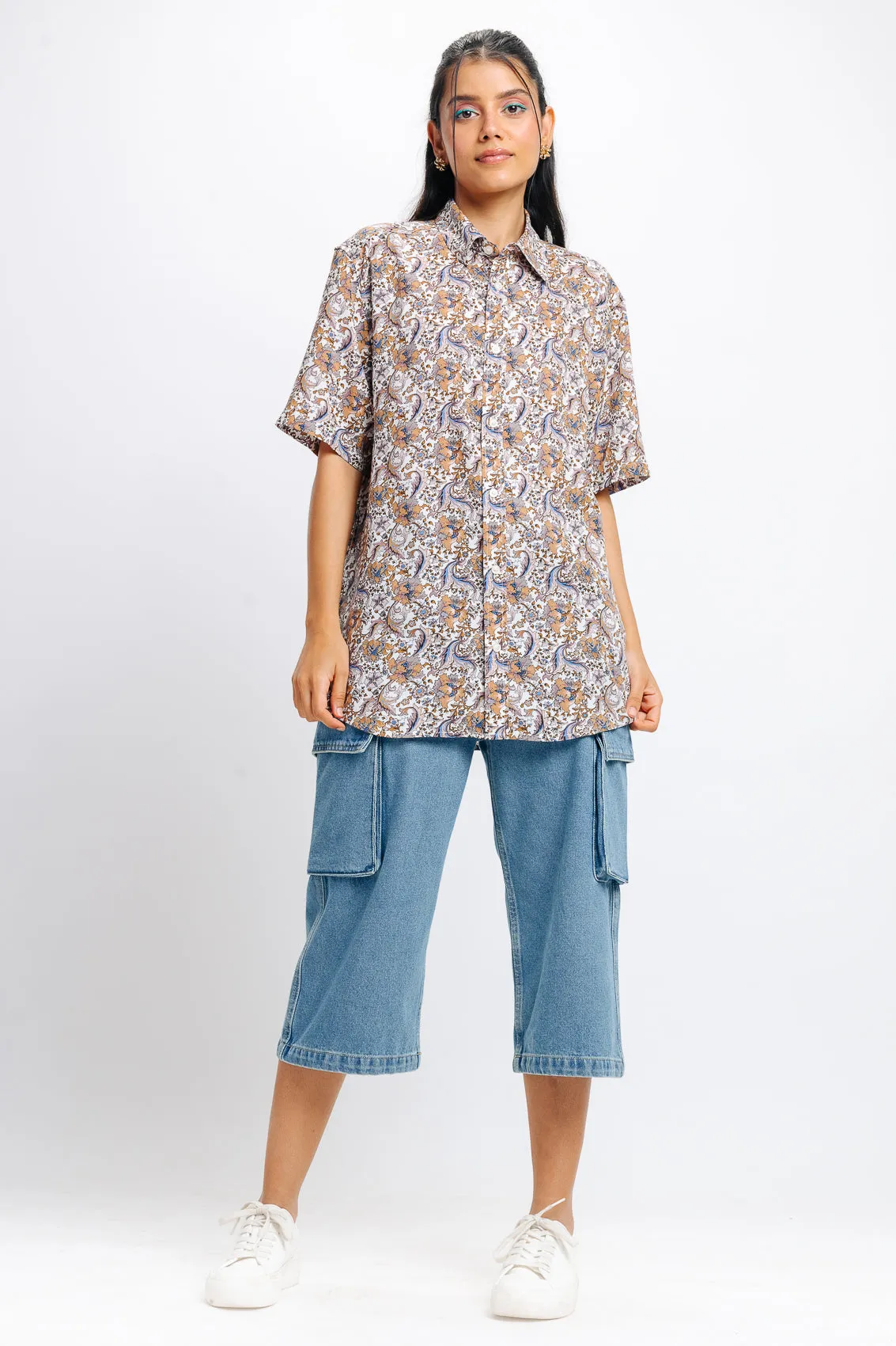 Brown Print Viscose Shirt