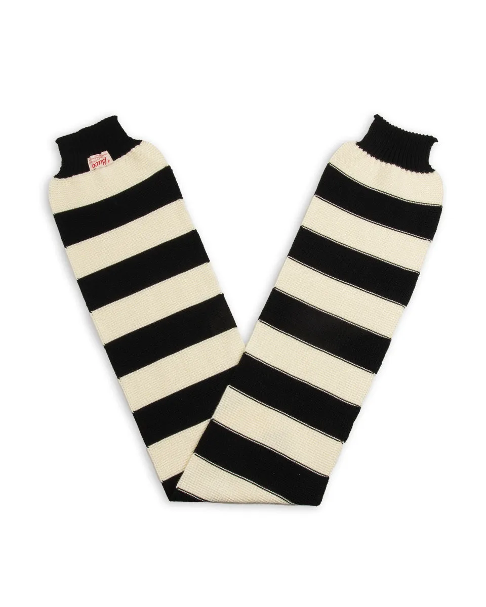 Buco Striped Wool Knit Scarf - White/Black