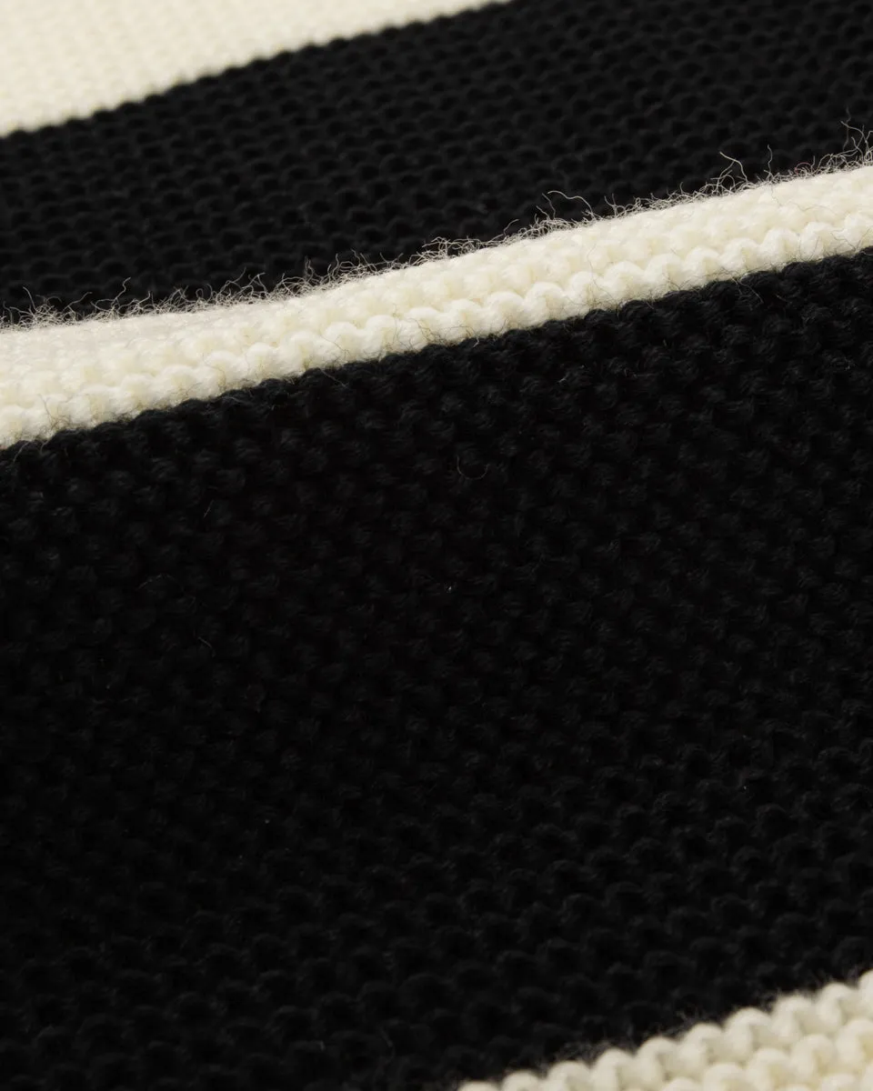 Buco Striped Wool Knit Scarf - White/Black