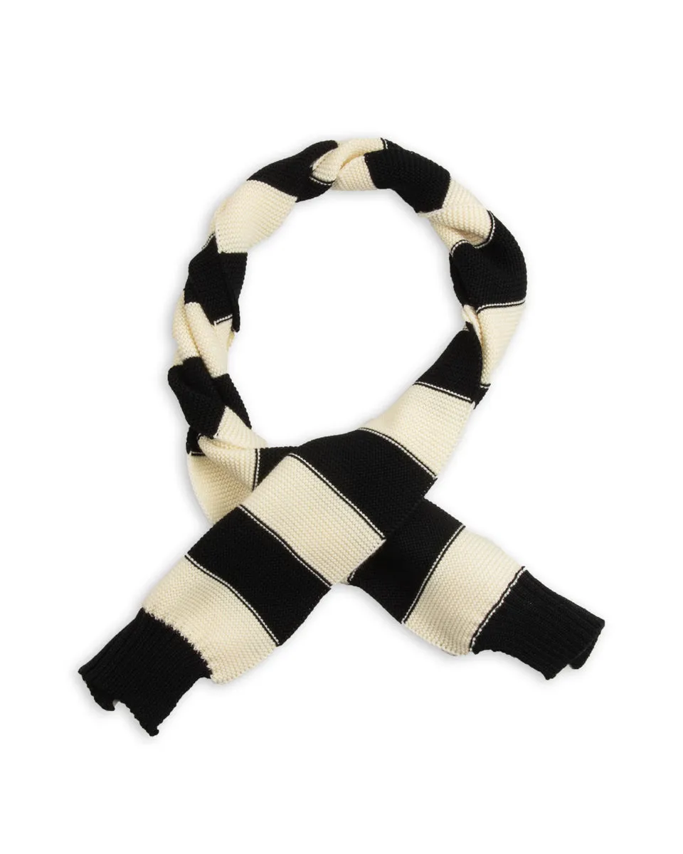 Buco Striped Wool Knit Scarf - White/Black