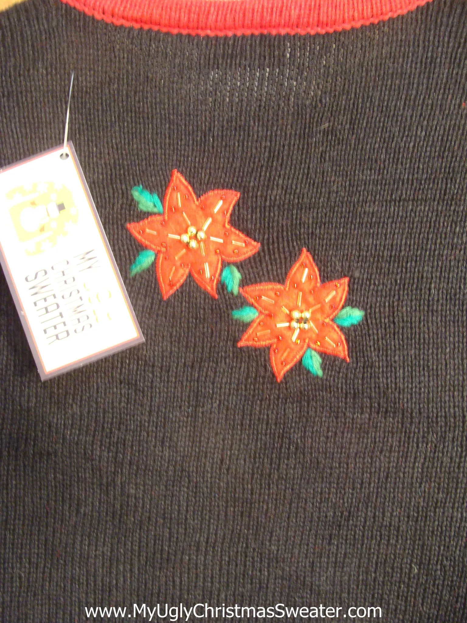 Child Christmas Sweater with Poinsettias