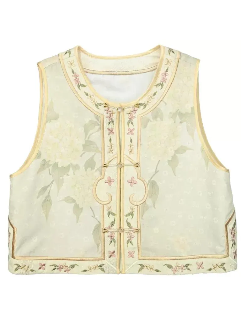 Chinese Shirt   Skirt   Jacquard Sleeve Vest Puff