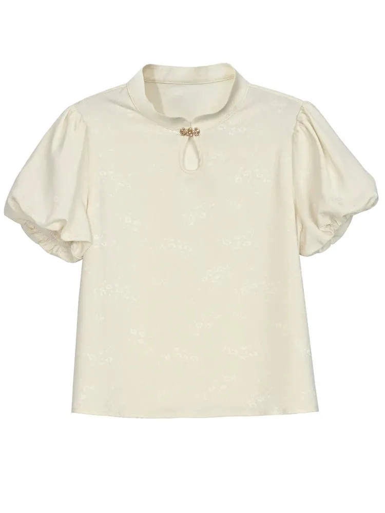 Chinese Shirt   Skirt   Jacquard Sleeve Vest Puff