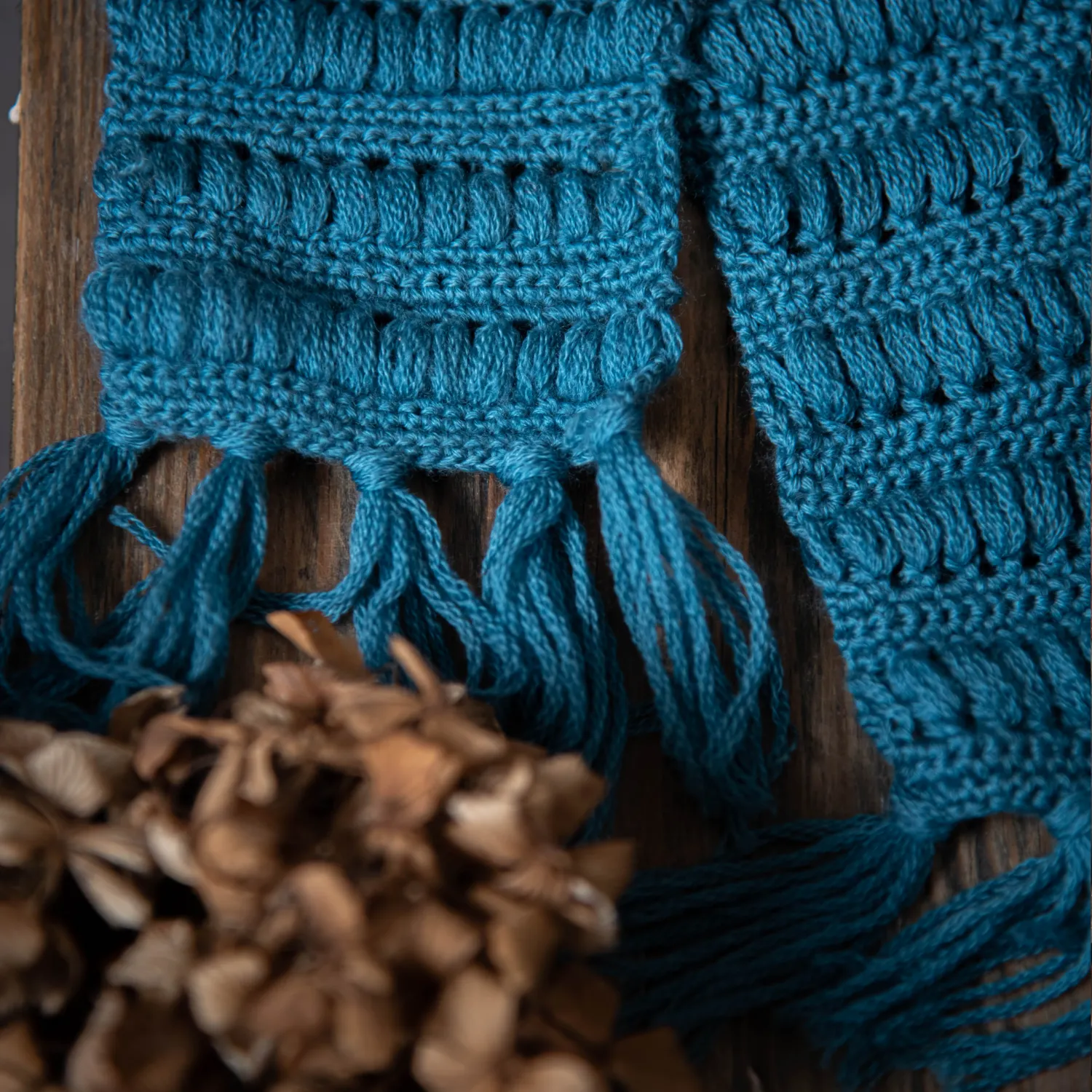 Crochet scarf - Petroleum
