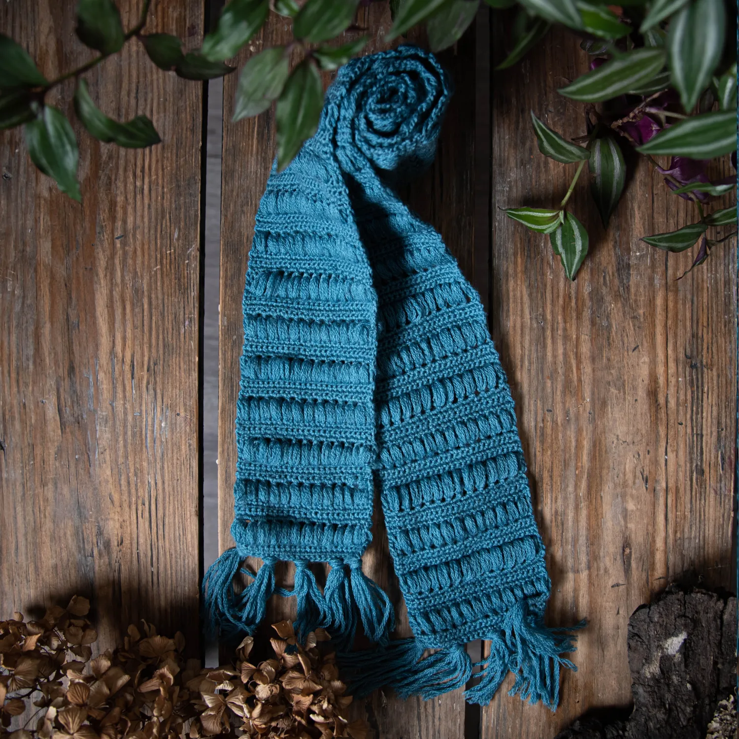 Crochet scarf - Petroleum