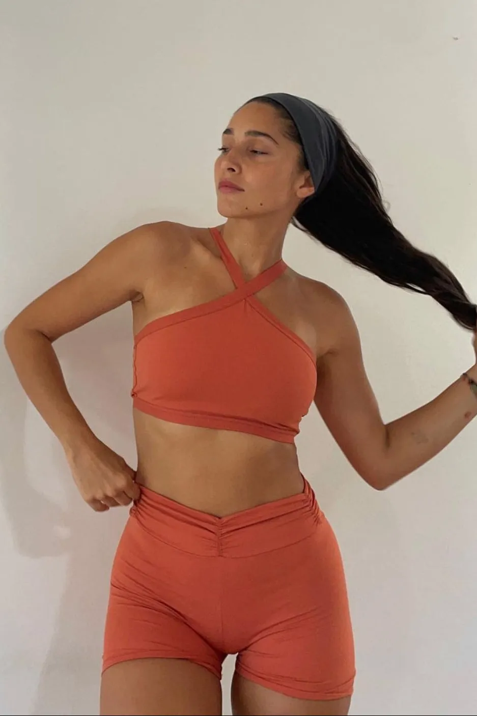 Define Ruched Shorts - Dusty Orange