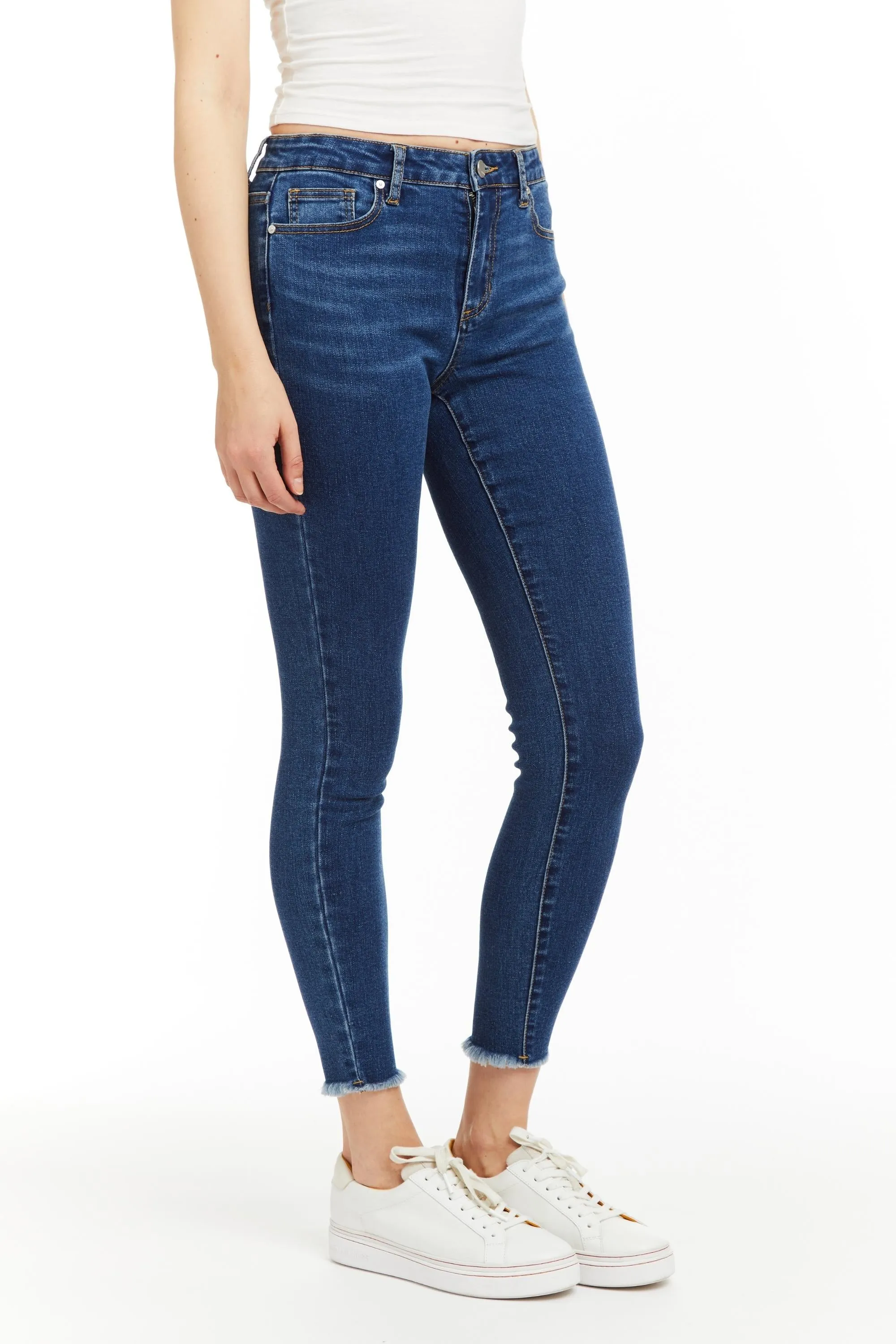 Diane - Basic Mid Rise Skinny With Fray Hem In Indigo