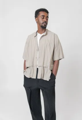 Edge Pleated Shirt Greige FJ341-42