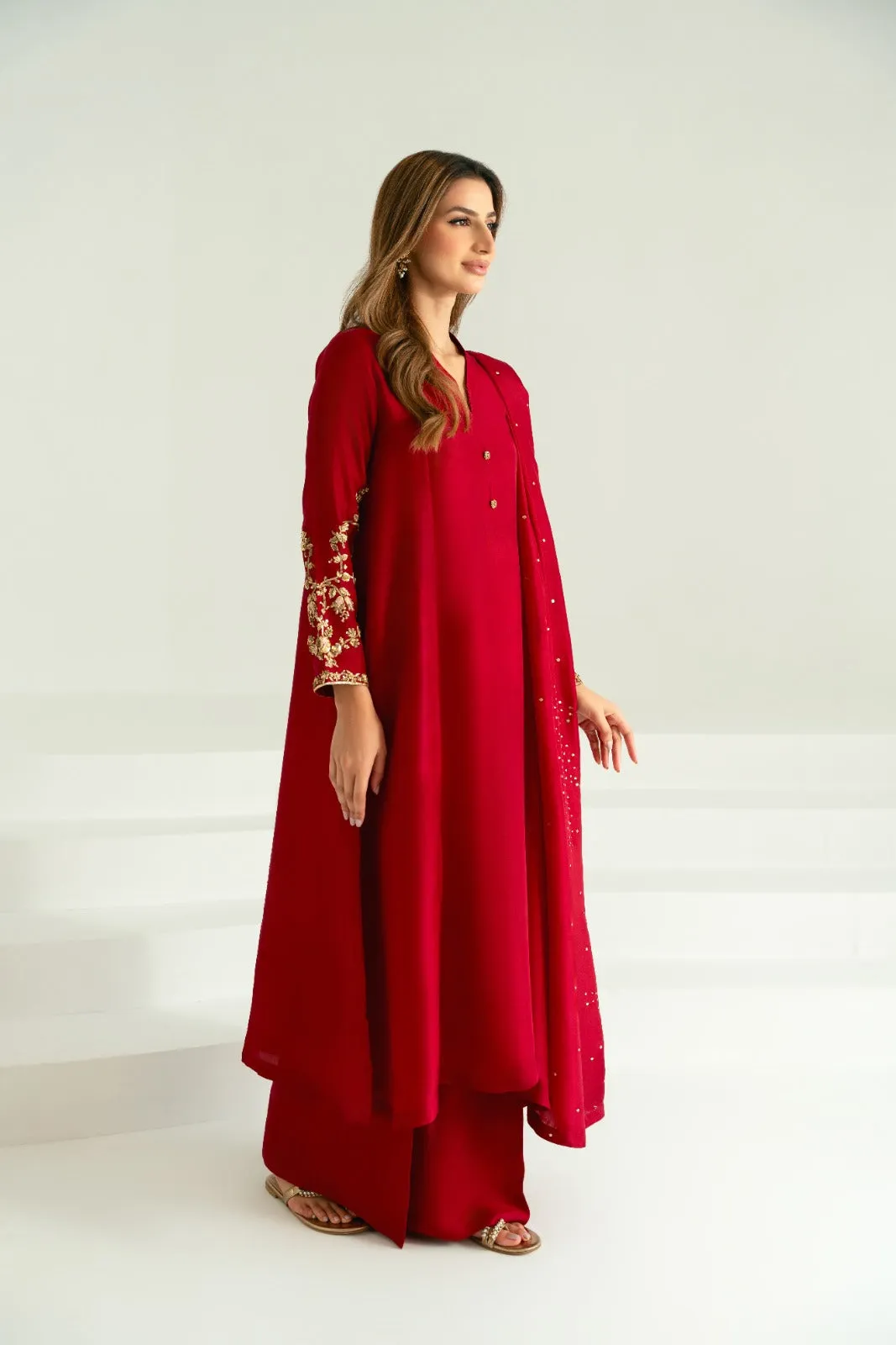 Fania Maroon ( Sitara Dupatta )