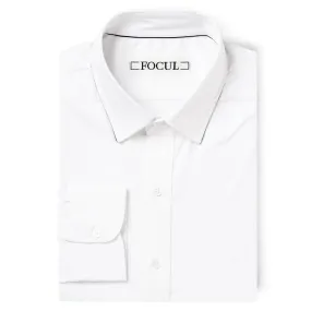 Focul - White Line Shirt With Collar Edge Detail