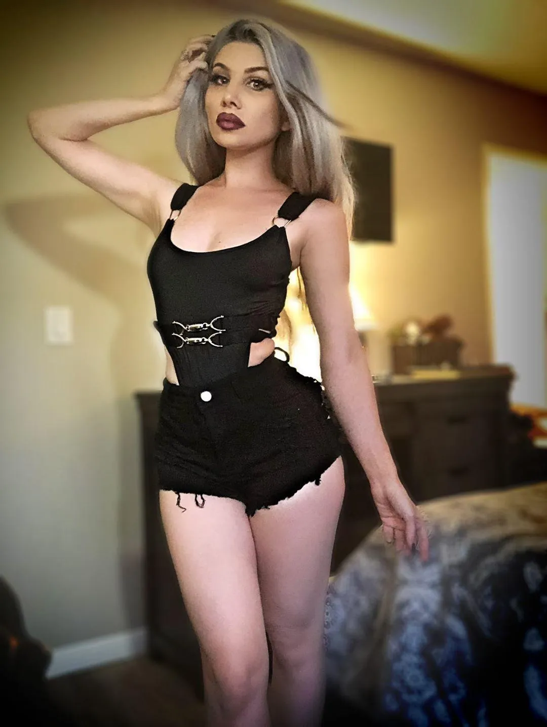 'Gridlock'' Black Grunge High Waist Ripped Shorts
