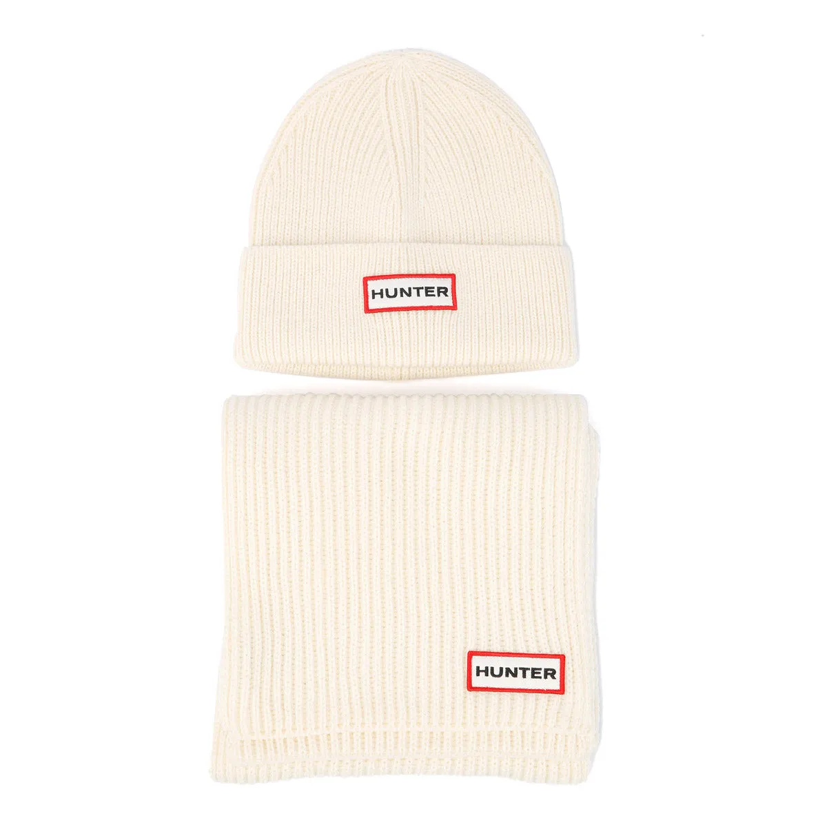 Hunter Jura Beanie Hat/Scarf Boxset Acrylic White