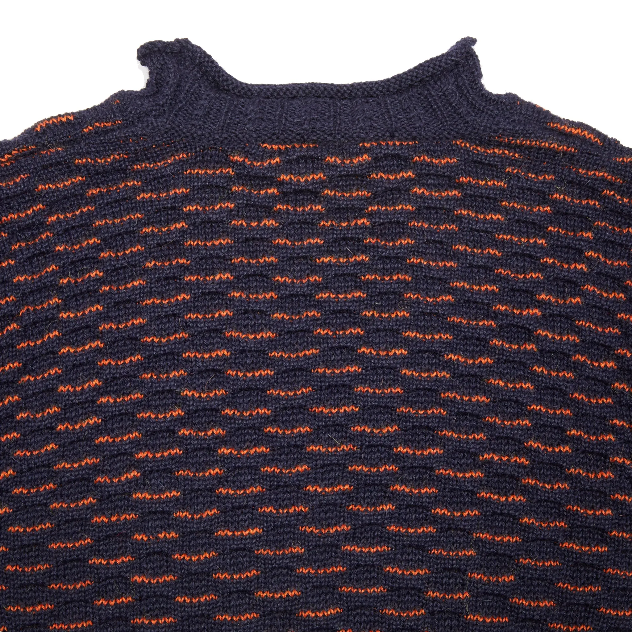 Inis Meáin Seafoam Aran Jumper in Navy / Orange