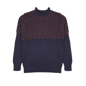 Inis Meáin Seafoam Aran Jumper in Navy / Orange