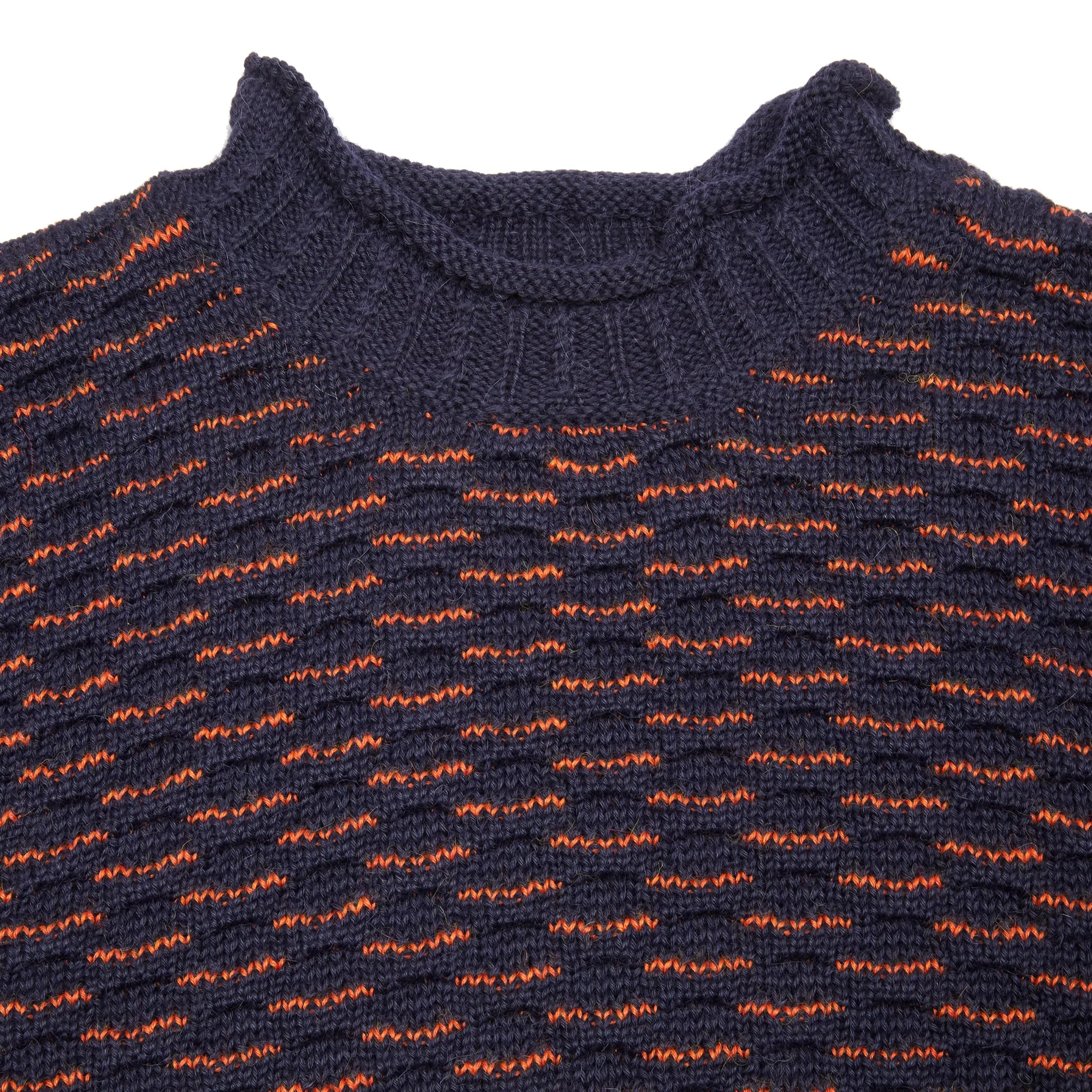 Inis Meáin Seafoam Aran Jumper in Navy / Orange