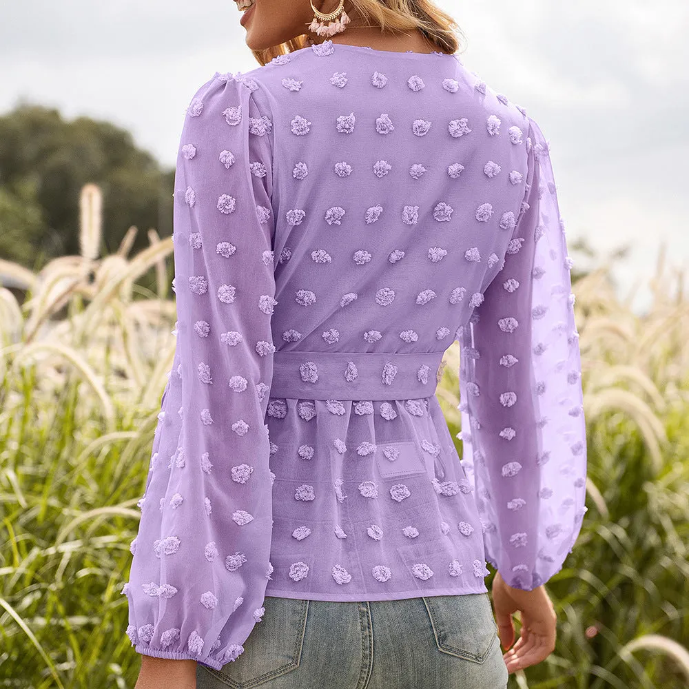 Jacquard Long-sleeved Blouse