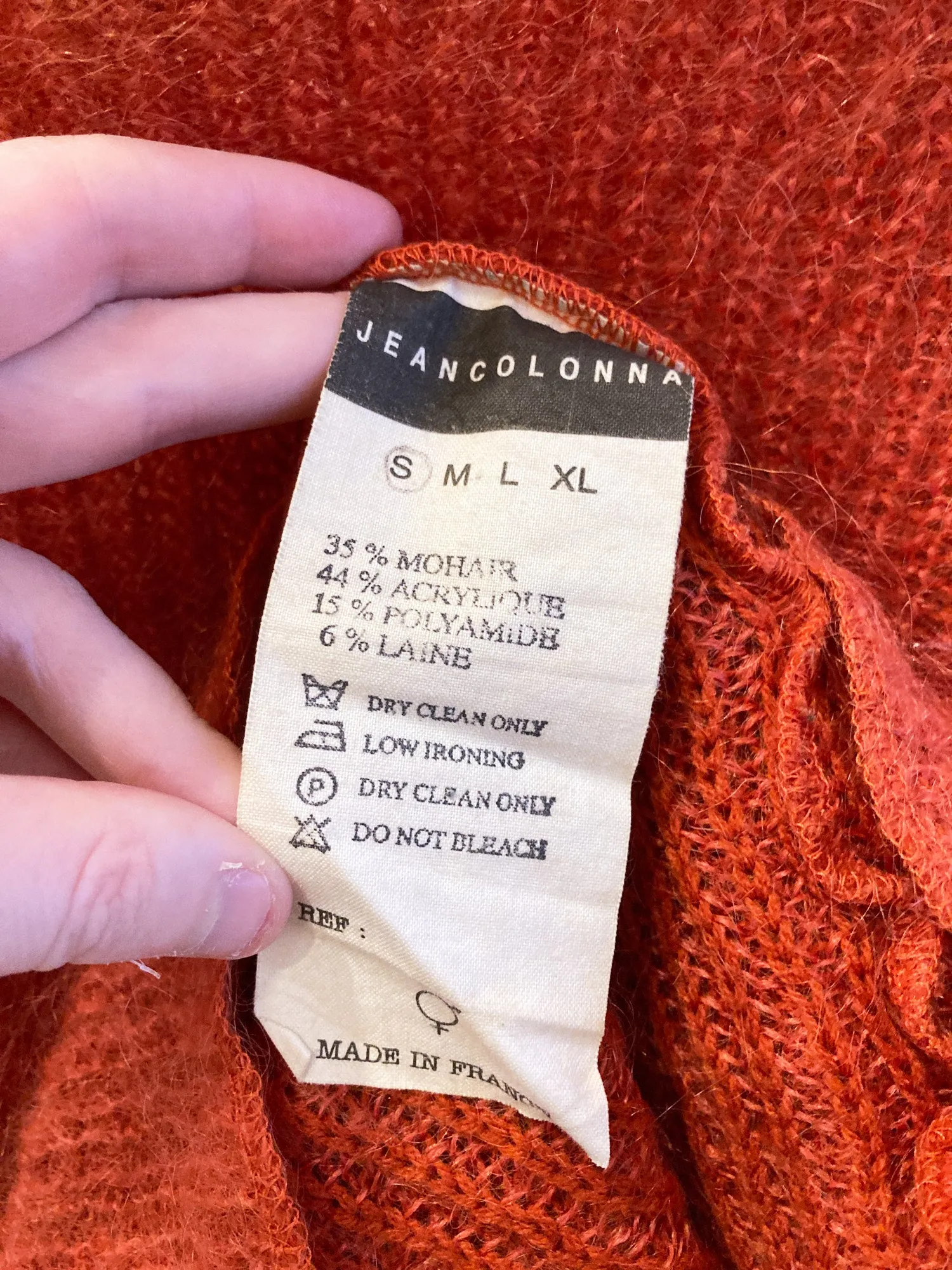 Jean Colonna burnt orange red mohair loose knit crew neck jumper - S