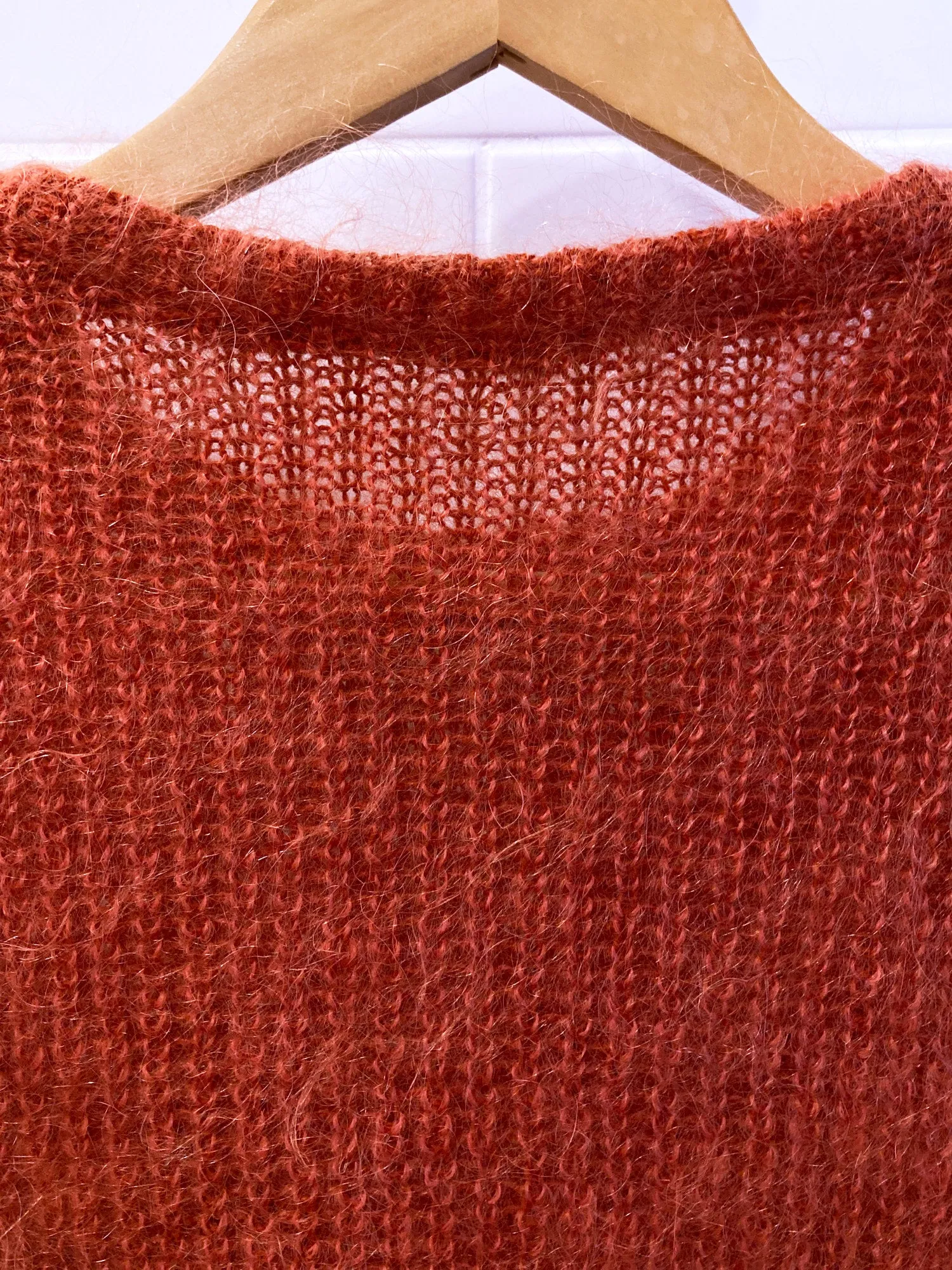 Jean Colonna burnt orange red mohair loose knit crew neck jumper - S