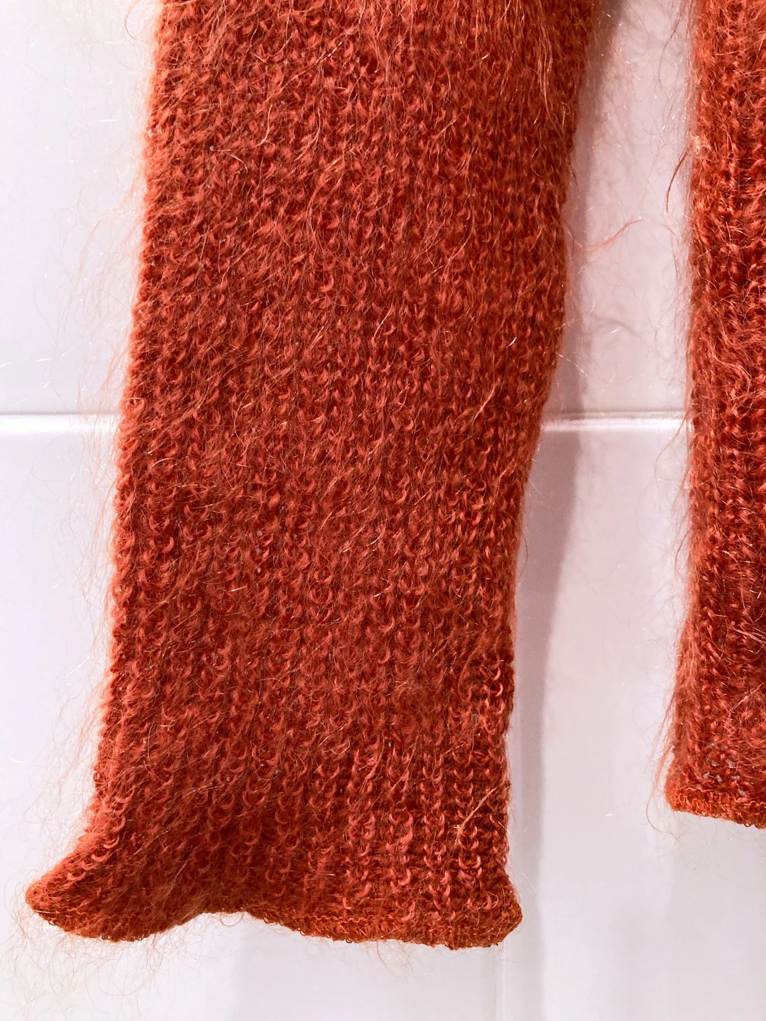 Jean Colonna burnt orange red mohair loose knit crew neck jumper - S