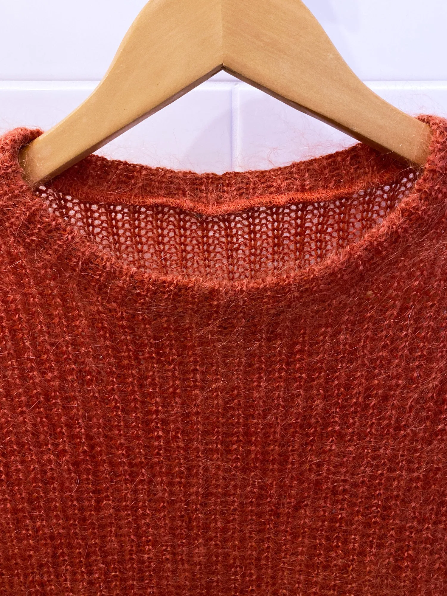 Jean Colonna burnt orange red mohair loose knit crew neck jumper - S