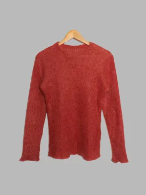 Jean Colonna burnt orange red mohair loose knit crew neck jumper - S