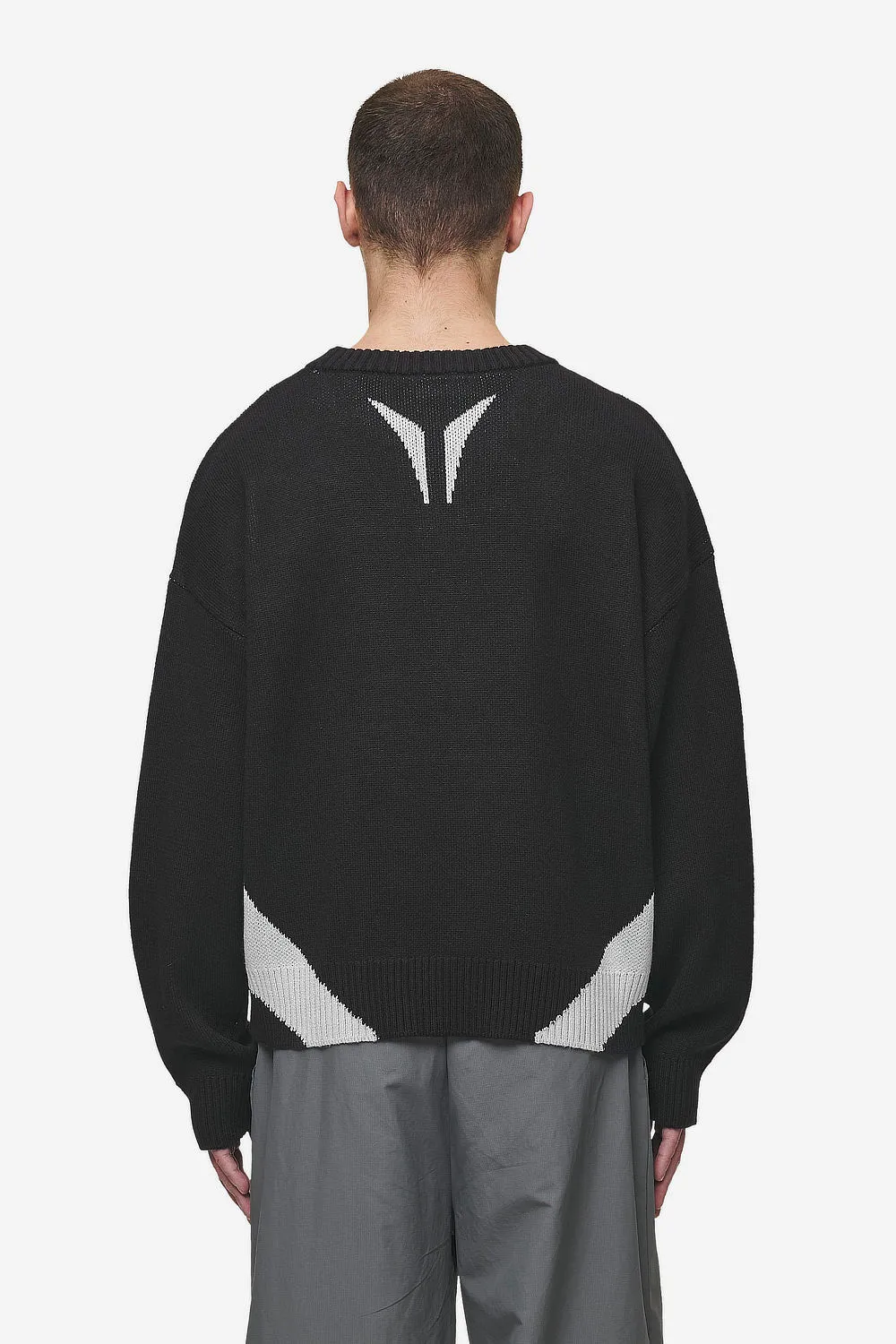 Kazan Boxy Knit Sweater Black Light Grey