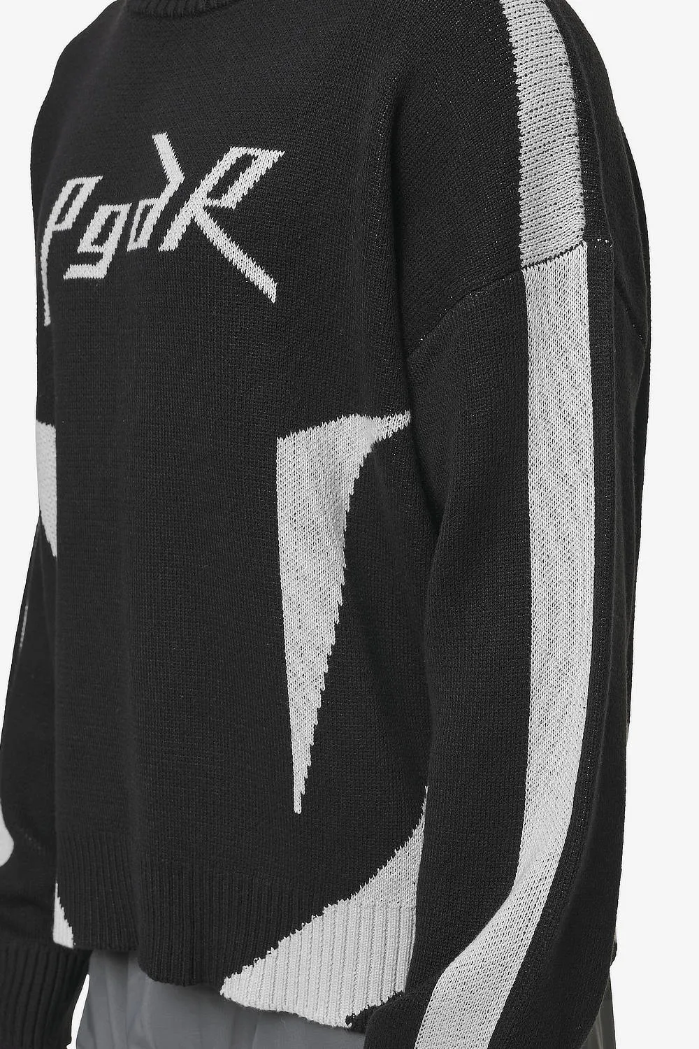 Kazan Boxy Knit Sweater Black Light Grey