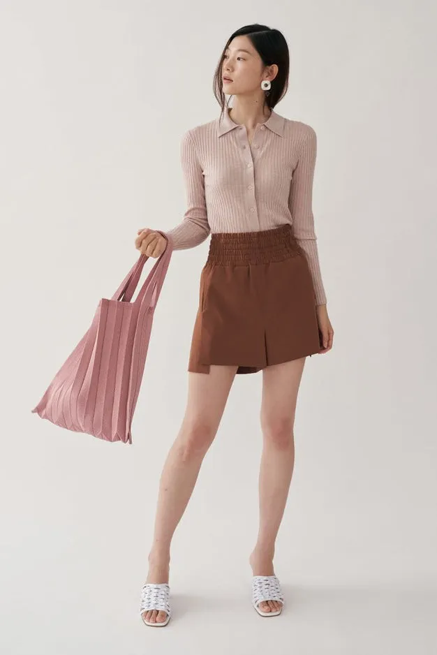 Knit Pleated Shoulder Bag made from Recycled Ocean Plastic - Charcoal