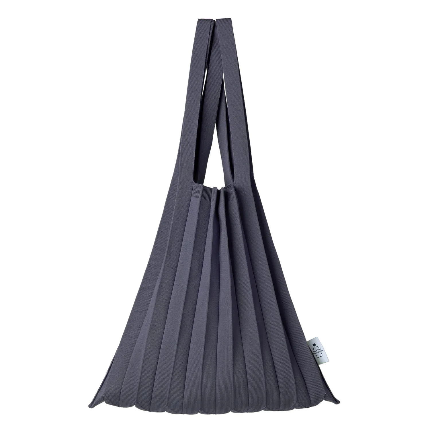 Knit Pleated Shoulder Bag made from Recycled Ocean Plastic - Charcoal