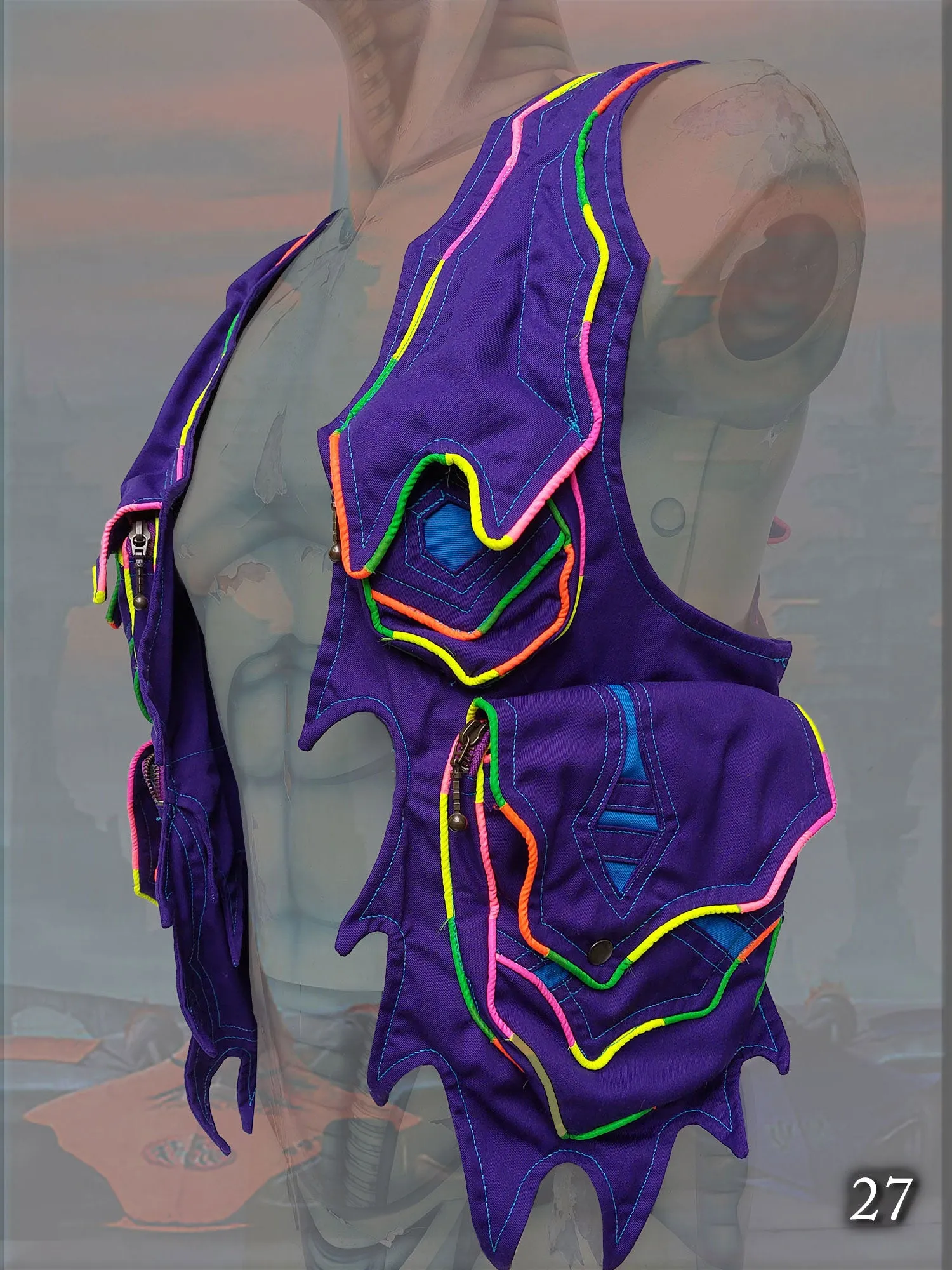 Lemurian Cyber Holster Vest - UV festival psy wear