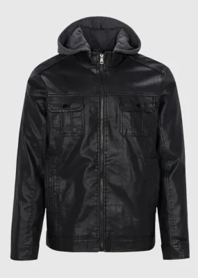MEN'S ACE SHERPA LINED RAGING PU HOODIE JACKET