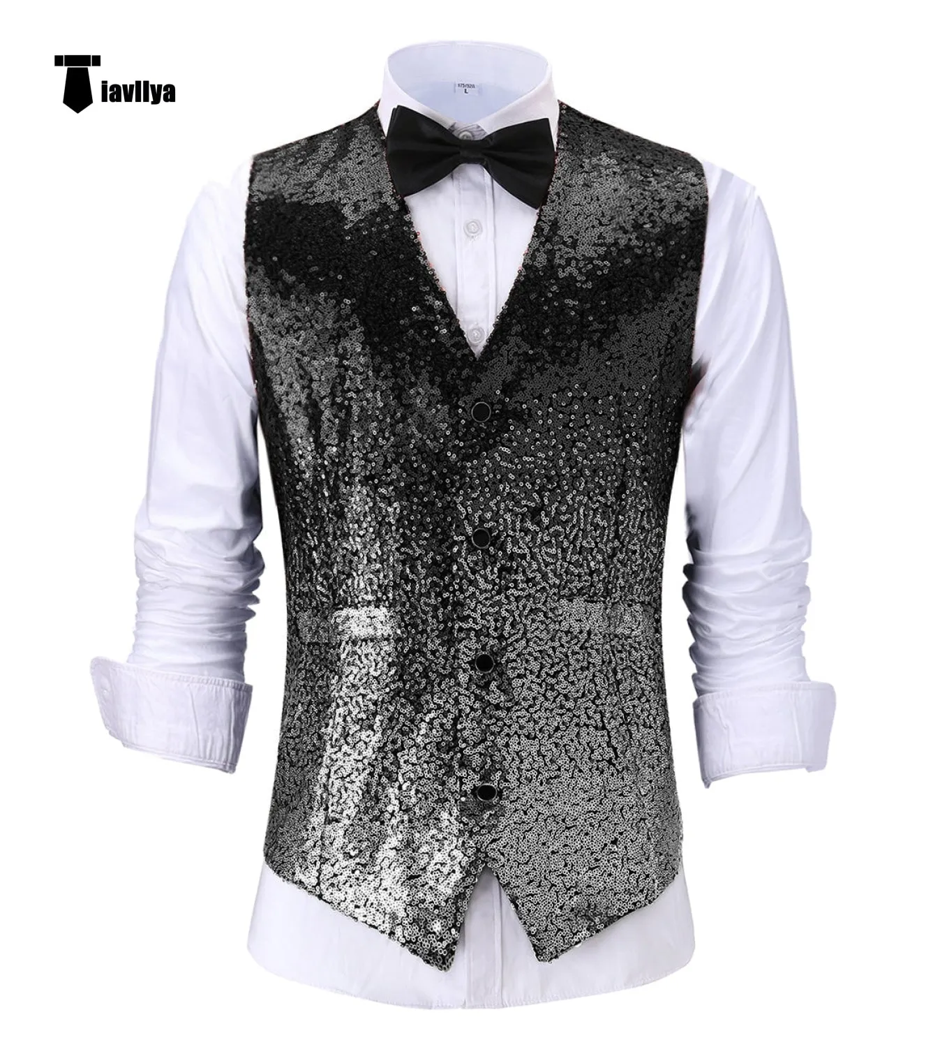 Men's Fashion Gradient Sequined Suit Vest V Neck Suit Vest