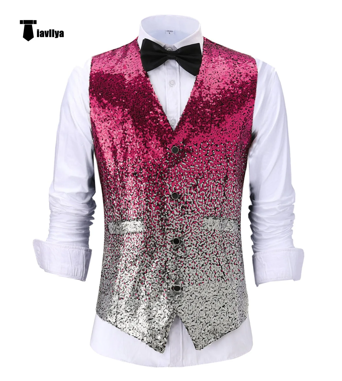 Men's Fashion Gradient Sequined Suit Vest V Neck Suit Vest