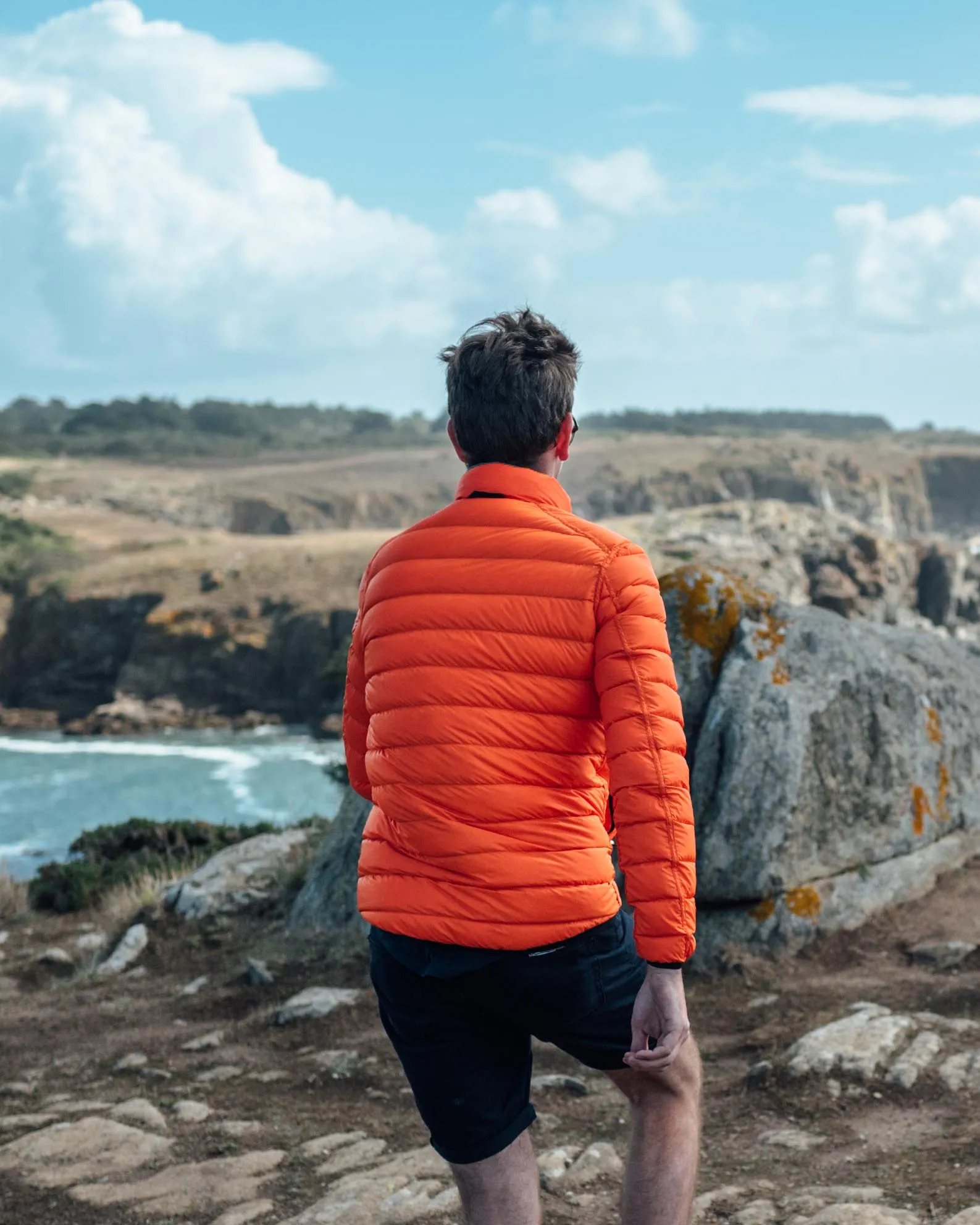 Men's Reversible Recycled Puffer Jacket, Green & Orange