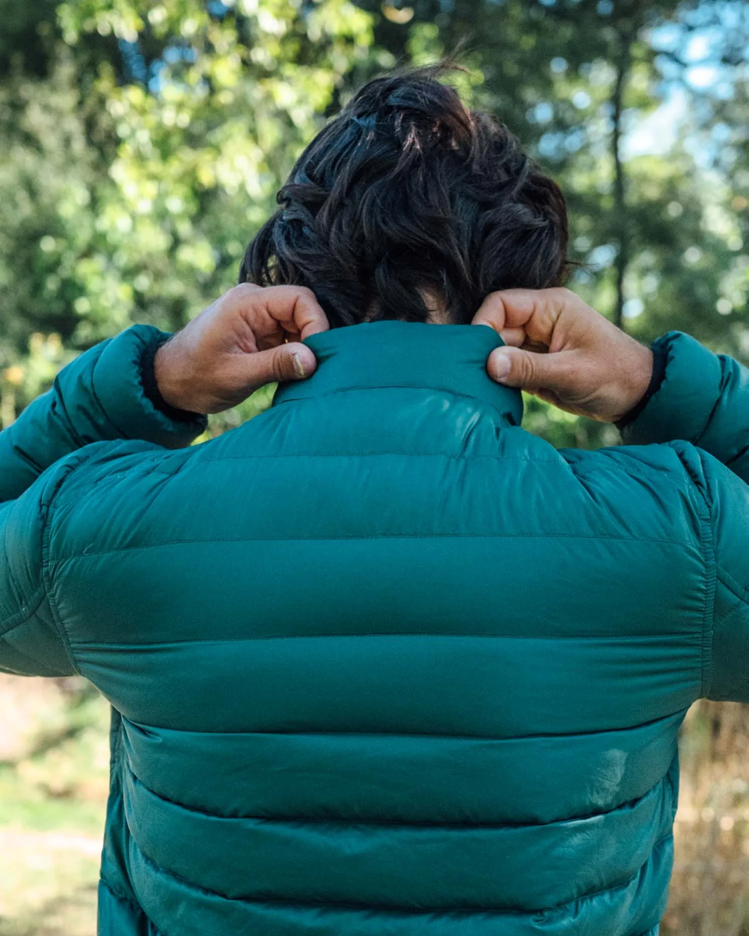 Men's Reversible Recycled Puffer Jacket, Green & Orange