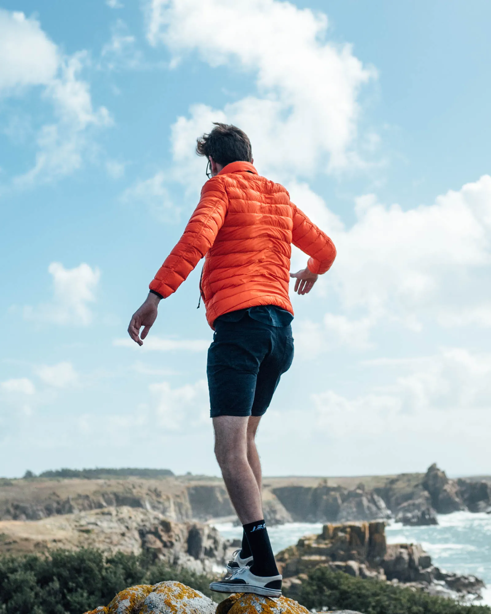 Men's Reversible Recycled Puffer Jacket, Green & Orange