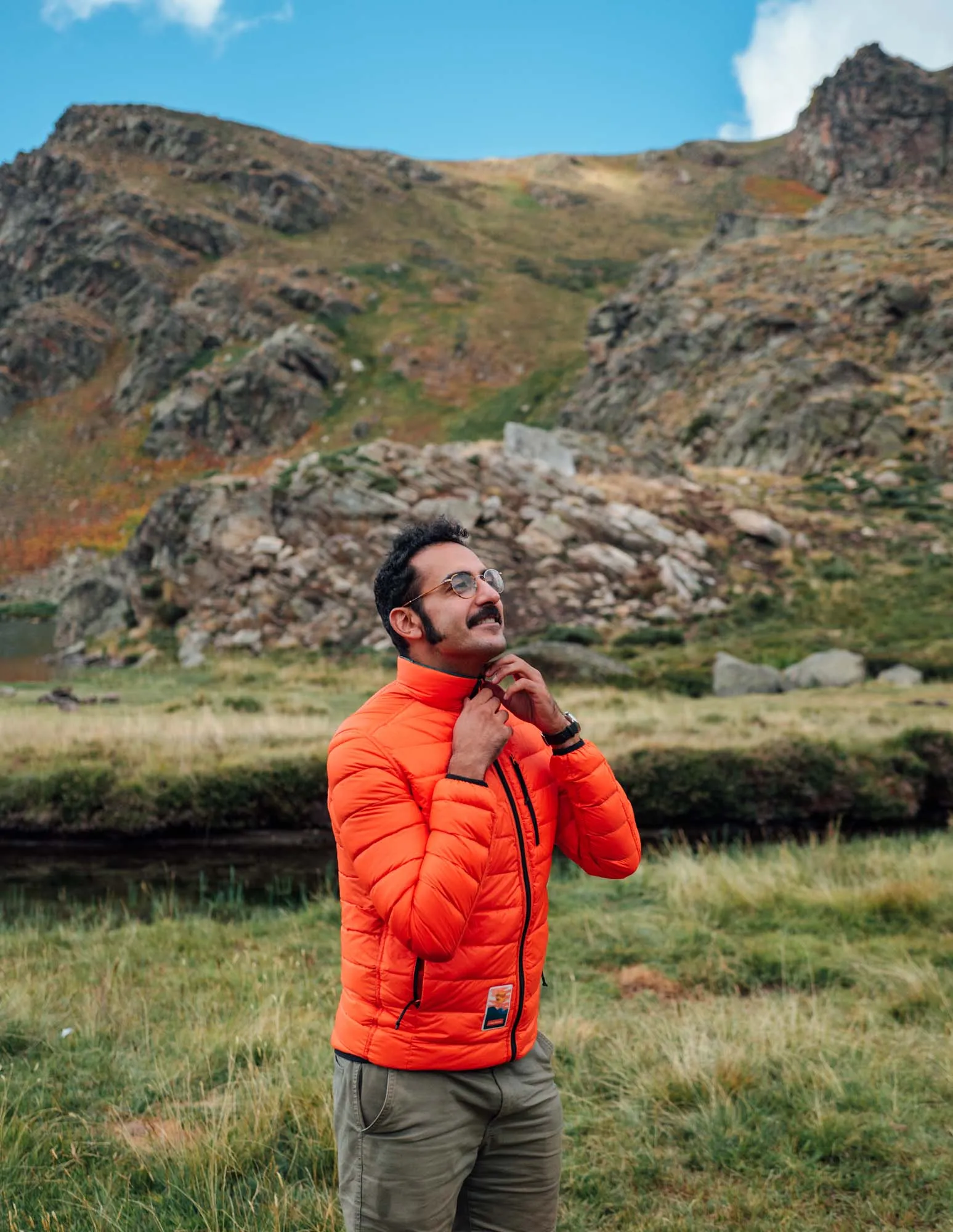 Men's Reversible Recycled Puffer Jacket, Green & Orange