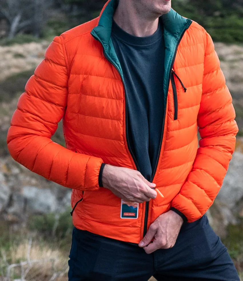 Men's Reversible Recycled Puffer Jacket, Green & Orange