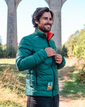 Men's Reversible Recycled Puffer Jacket, Green & Orange